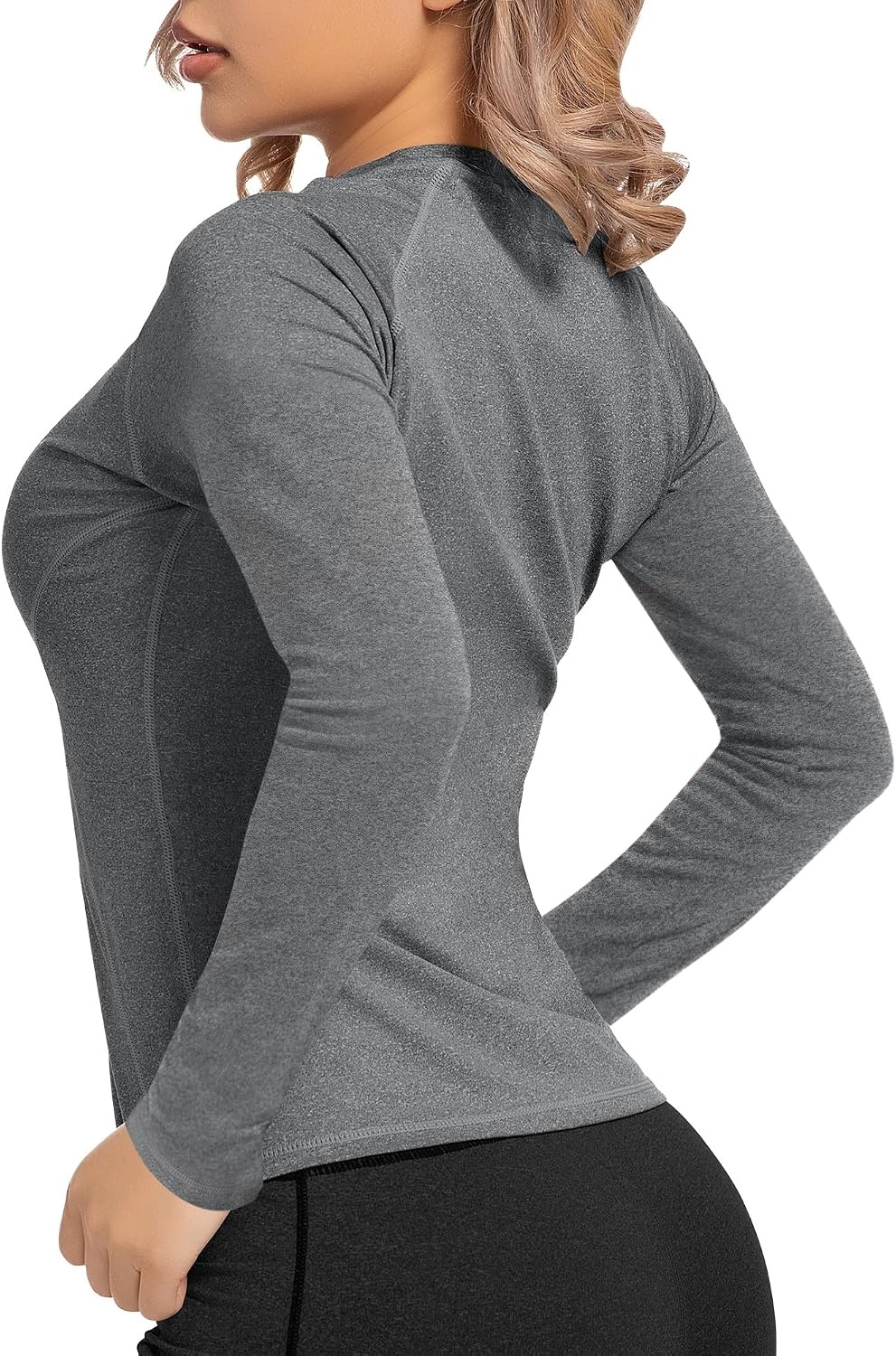 image:imageCL convallaria Womens Compression Shirt Short Sleeve Workout Yoga Top Athletic tshirts Lightweight soft cooling moisturewicking quick drying base layer Ideal for gym running and sports2blackwhiteheather Ligth Gray