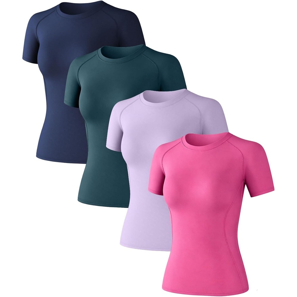 image:imageCL convallaria Womens Compression Shirt Short Sleeve Workout Yoga Top  Athletic tshirts Lightweight soft cooling moisturewicking quick drying base layer Ideal for gym running and sportsLight Rose Pinkdark Bluepurpleblack Green