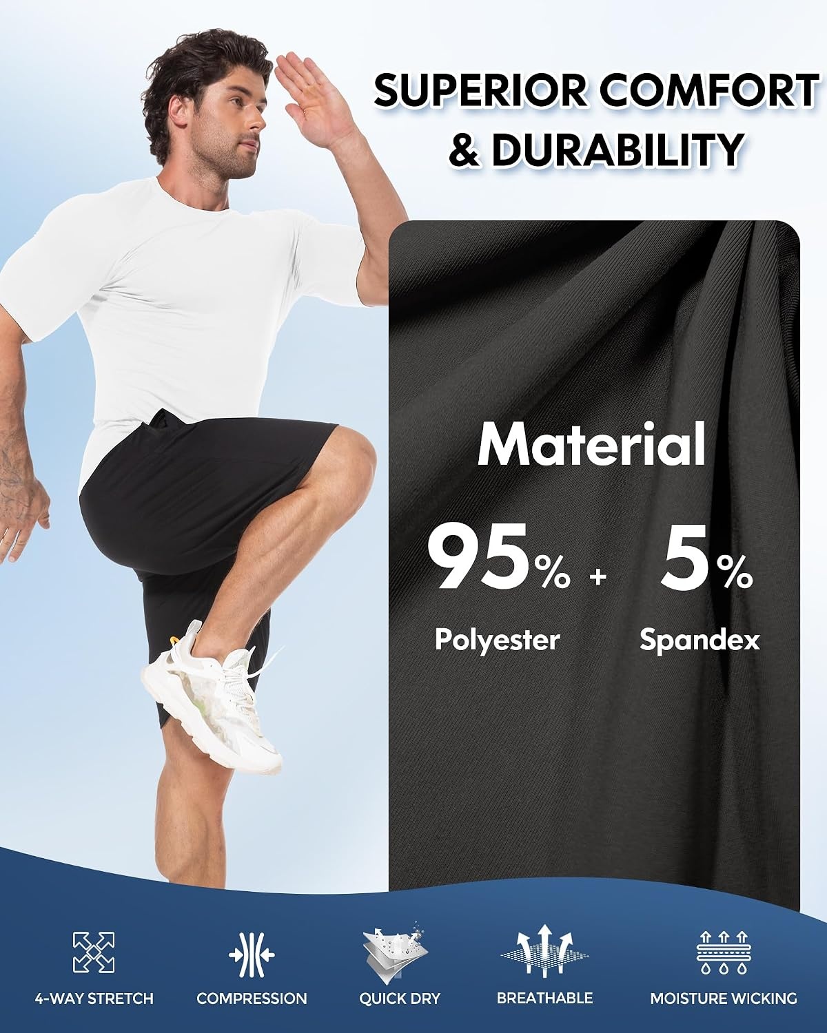 image:imageCL convallaria Compression Shirt Men Long Short Sleeve Workout Rash Guard Dry fit moisture wicking cool undershirt breathable stretch tight lightweight tshirts for athletic gym basketballE2blackwhitebluegrey