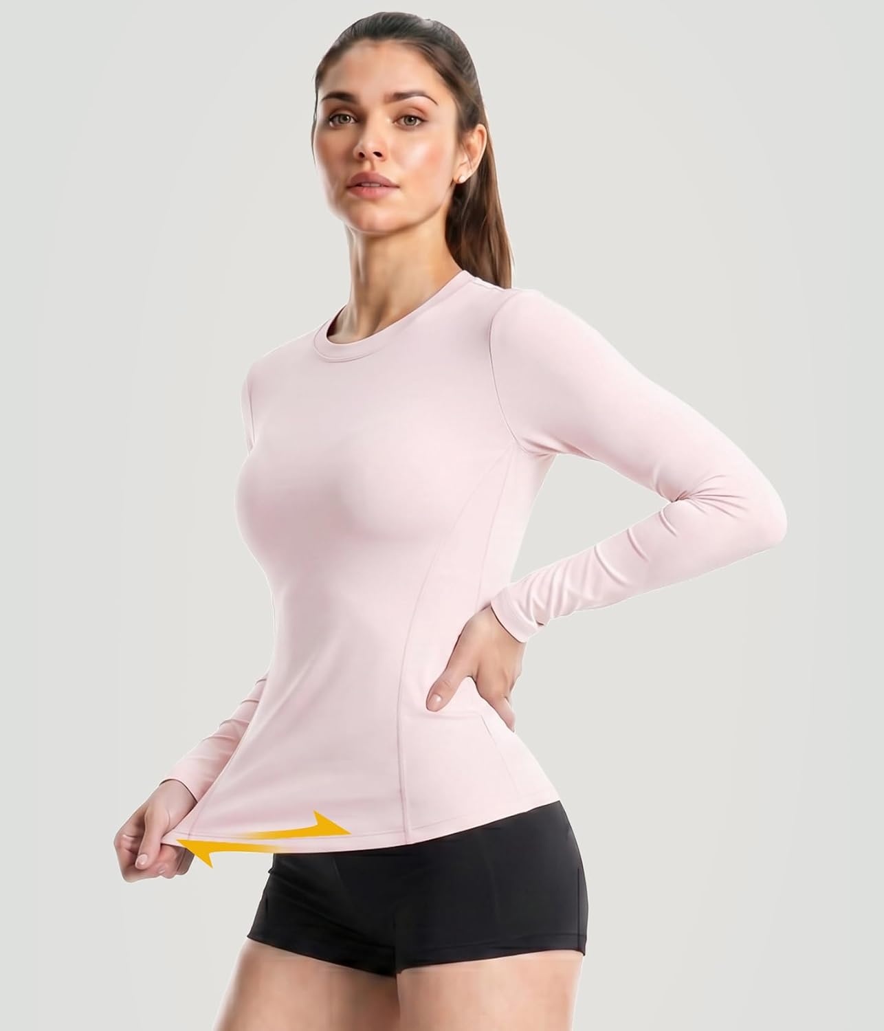 image:imageWomen Long Sleeve Compression Sun Shirts Workout Athletic Underscrubs Top Upf 50 breathable uv protection spf rash guard moisture wicking dry fit cooling undershirt for gym running swimPurplenavy Bluelight Pinkgreen