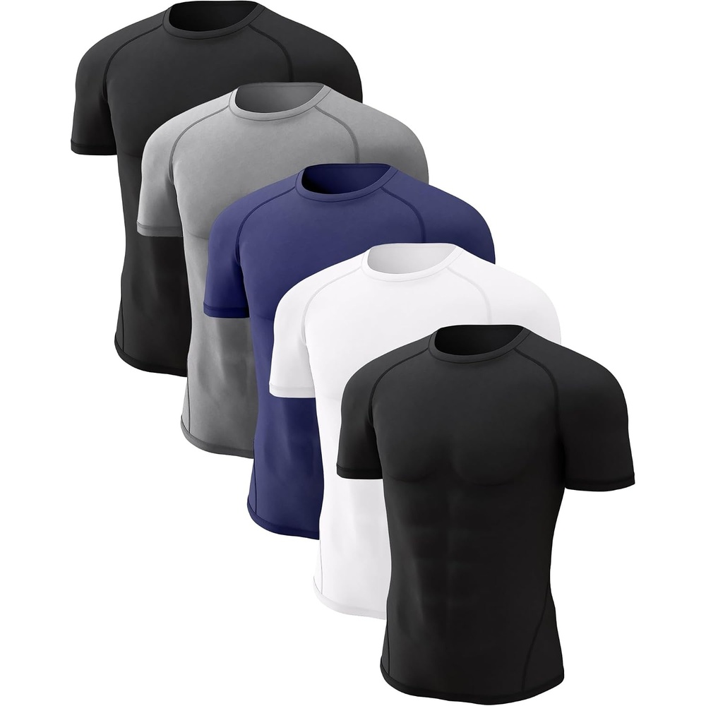 image:imageCL convallaria Compression Shirt Men Long Short Sleeve Workout Rash Guard Dry fit moisture wicking cool undershirt breathable stretch tight lightweight tshirts for athletic gym basketballE2blackwhitebluegrey