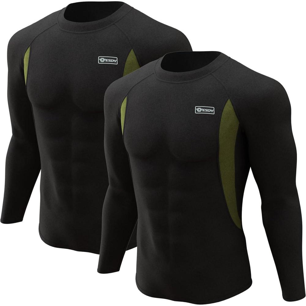 imageCL convallaria 2 Or 4 Pack Mens Thermal Underwear Shirt Fleece Lined Long Johns Base Layer Tops Cold Weather Athletic Sport GearFtopsnoirnoir