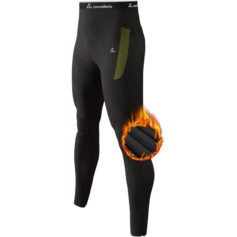 imageCL convallaria Collant Thermique Homme Pantalon Thermiques Caleon pour Homme  Manches Longues  Intrieur en Polaire  sousvtements FonctionnelsNoir1pc