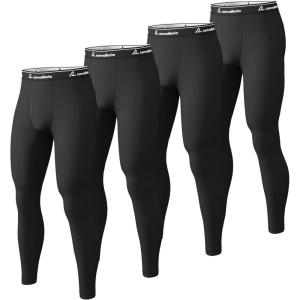 CL convallaira Lot de 2 chemises thermiques pour homme – Sous-vêtements thermiques longs – Couche de base de compression pour temps froid, A-bottoms-4black, XX-Large