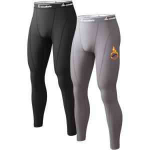 CL convallaria Collant Thermique Homme Pantalon Thermiques Caleçon pour Homme – Manches Longues – Intérieur en Polaire – sous-vêtements Fonctionnels(2 Pièces – Noir/Gris)
