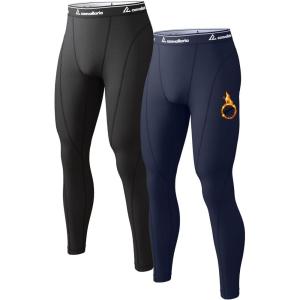 CL convallaria Collant Thermique Homme Pantalon Thermiques Caleçon pour Homme – Manches Longues – Intérieur en Polaire – sous-vêtements Fonctionnels(2 Pièces – Noir/Bleu)