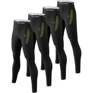 CL convallaria Collant Thermique Homme Pantalon Thermiques Caleçon pour Homme – Manches Longues – Intérieur en Polaire – sous-vêtements Fonctionnels(4 Noir-b)