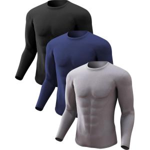CL convallaria Collant Thermique Homme Pantalon Thermiques Caleçon pour Homme – Manches Longues – Intérieur en Polaire – sous-vêtements Fonctionnels(Multicolore – 21-3 Pièces – Noir – 2 et Gris)