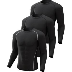 CL convallaria Collant Thermique Homme Pantalon Thermiques Caleçon pour Homme – Manches Longues – Intérieur en Polaire – sous-vêtements Fonctionnels(Multicolore – 22-3 Pièces – 2 Noirs et 1 Noir (Blanc))