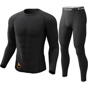 sous-vêtements Thermiques pour Hommes, sous-vêtements Fonctionnels thermoactifs Respirants, sous-vêtements de Ski en Polaire intérieure, Ensemble de sous-vêtements Thermiques Doux
