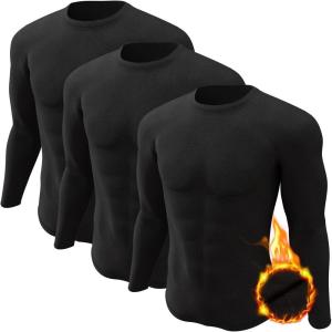 Lot de 4 ou 2 chemises thermiques à manches longues avec doublure en polaire pour homme(A-3 Noir.)