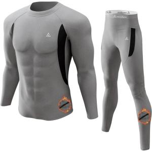 CL convallaria Sous-vêtements thermiques pour homme – Respirant – Thermoactif – Sous-vêtements fonctionnels – Intérieur en polaire – Sous-vêtements de ski doux(Gris)