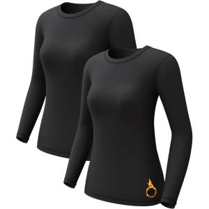 CL convallaria sous-vêtements Thermiques pour Femmes, sous-vêtements Fonctionnels thermoactifs Respirants, sous-vêtements de Ski en Polaire intérieure, Ensemble de sous-vêtements Thermiques Doux(Midweihgt-noir-noir)