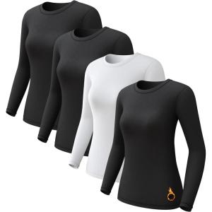 CL convallaria sous-vêtements Thermiques pour Femmes, sous-vêtements Fonctionnels thermoactifs Respirants, sous-vêtements de Ski en Polaire intérieure, Ensemble de sous-vêtements Thermiques Doux(Midweihgt-blanc-noir-noir-noir)