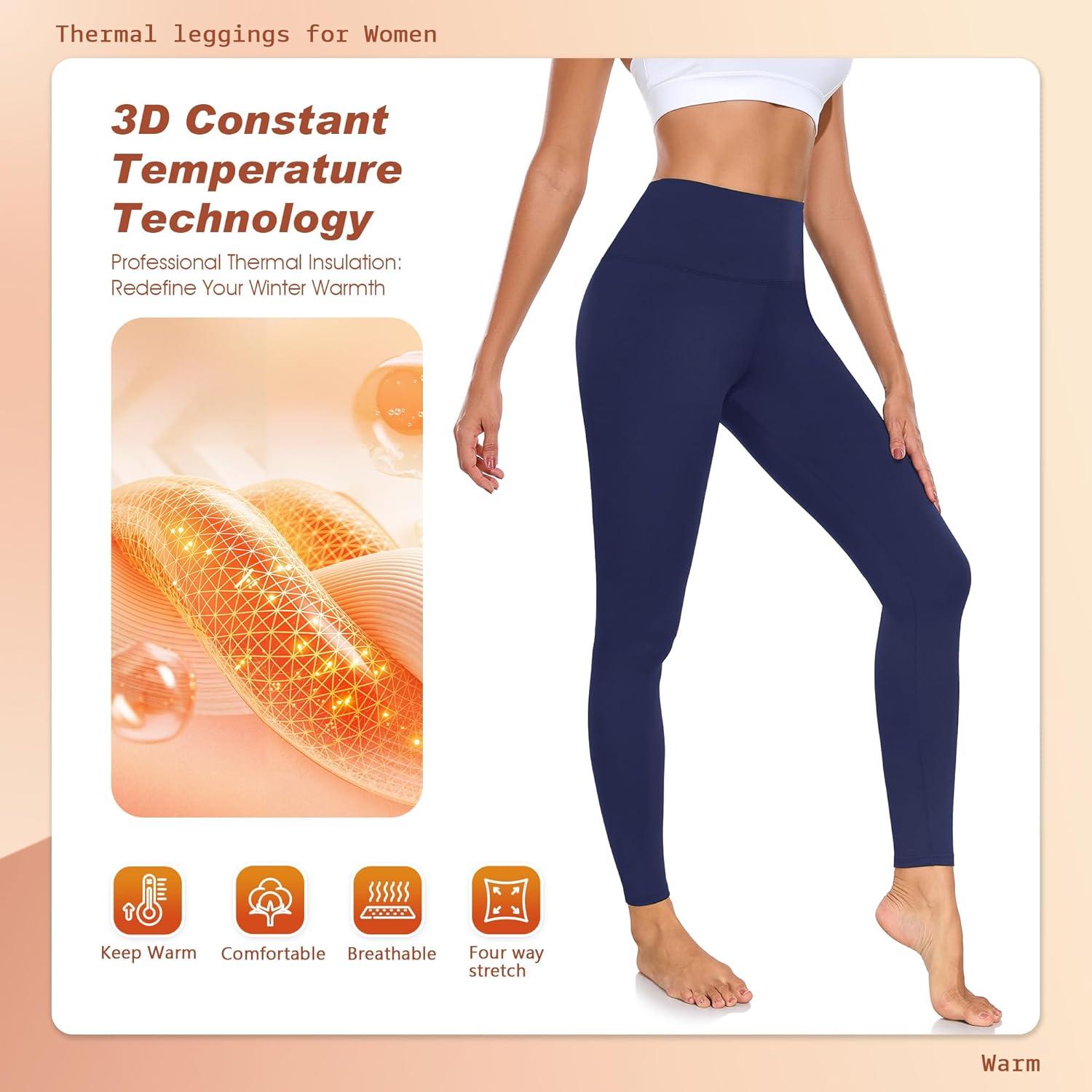 image:imageBENNIES Legging Thermique Femme Pantalon Polaire Taille Haute Leggings Thermique pour Automne Hiver Tenue Fitness sousvtements Chaud Vetement Sport Yoga Jogging NoirBleu