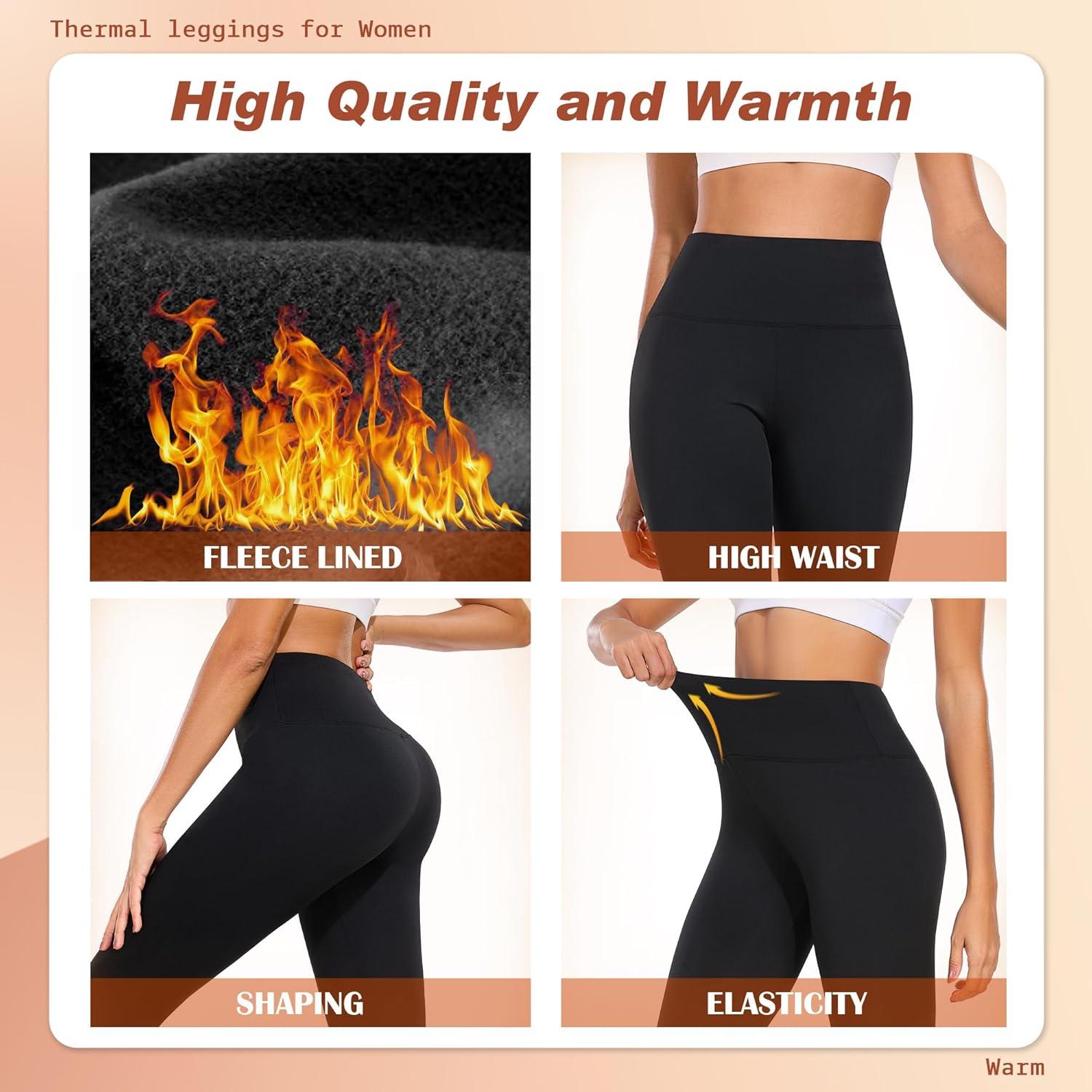 image:imageBENNIES Legging Thermique Femme Pantalon Polaire Taille Haute Leggings Thermique pour Automne Hiver Tenue Fitness sousvtements Chaud Vetement Sport Yoga Jogging NoirNoir