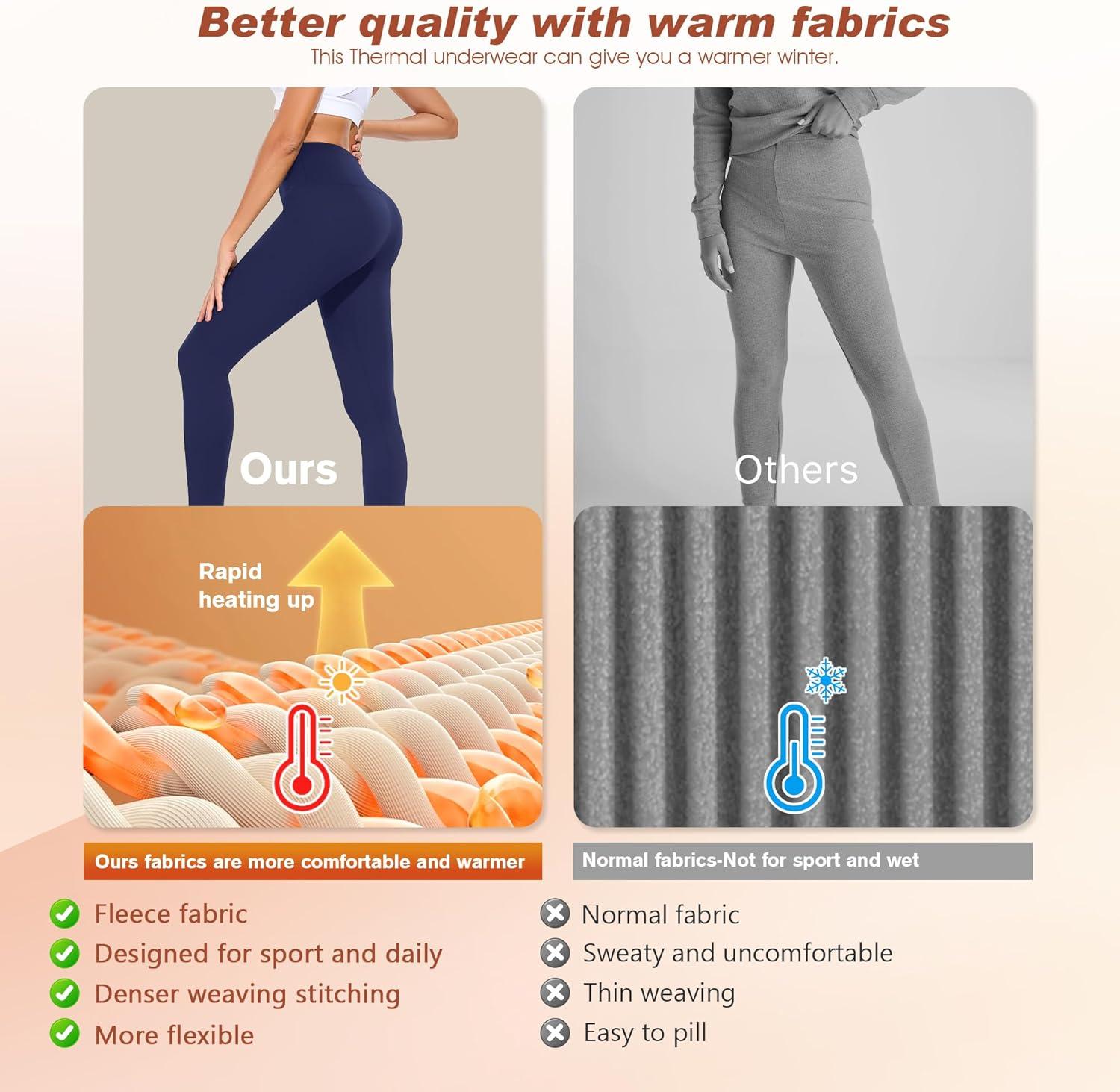 image:imageBENNIES Legging Thermique Femme Pantalon Polaire Taille Haute Leggings Thermique pour Automne Hiver Tenue Fitness sousvtements Chaud Vetement Sport Yoga Jogging NoirBleu