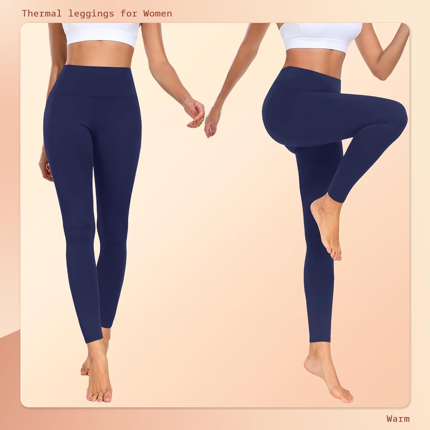 image:imageBENNIES Legging Thermique Femme Pantalon Polaire Taille Haute Leggings Thermique pour Automne Hiver Tenue Fitness sousvtements Chaud Vetement Sport Yoga Jogging NoirBleu