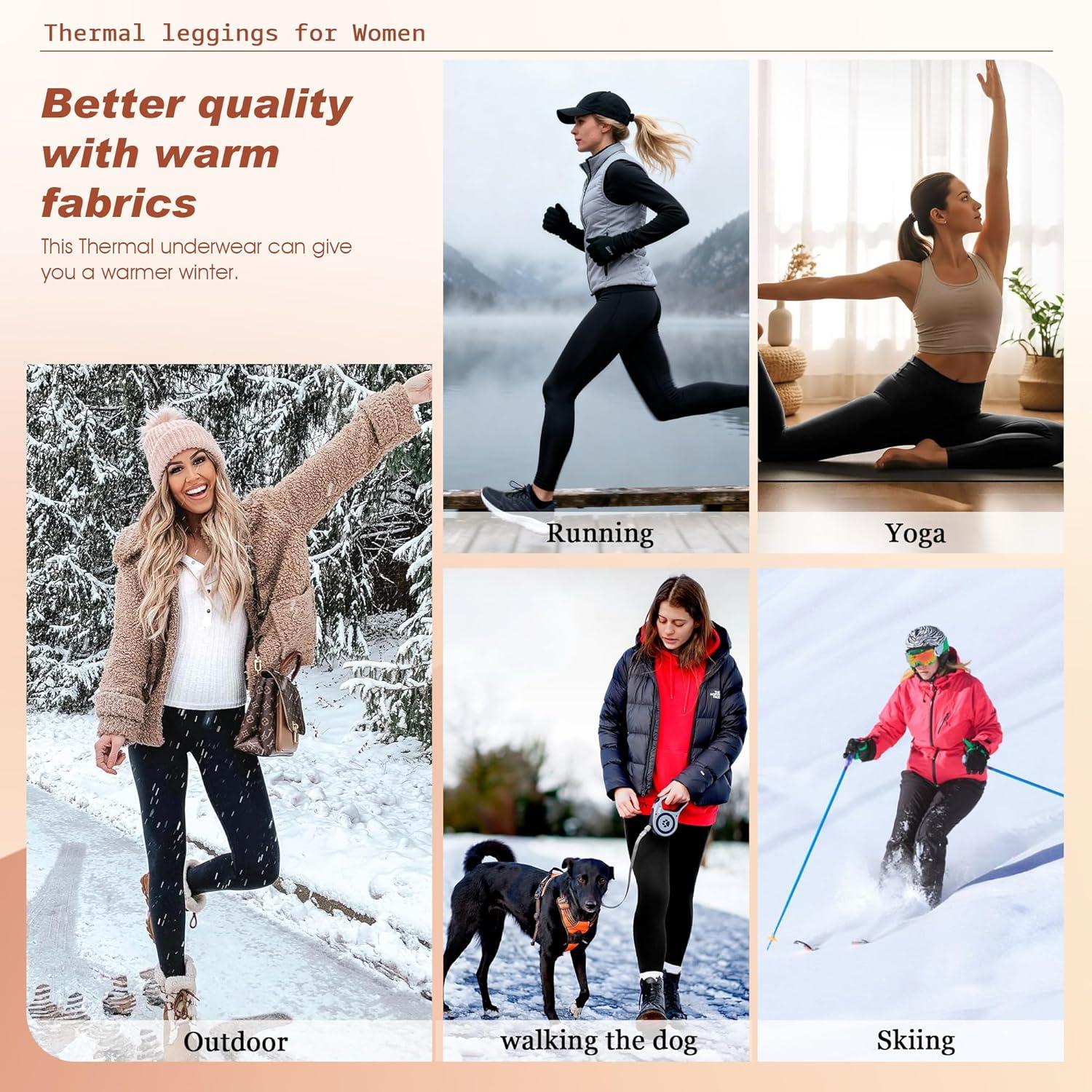 image:imageBENNIES Legging Thermique Femme Pantalon Polaire Taille Haute Leggings Thermique pour Automne Hiver Tenue Fitness sousvtements Chaud Vetement Sport Yoga Jogging NoirNoir