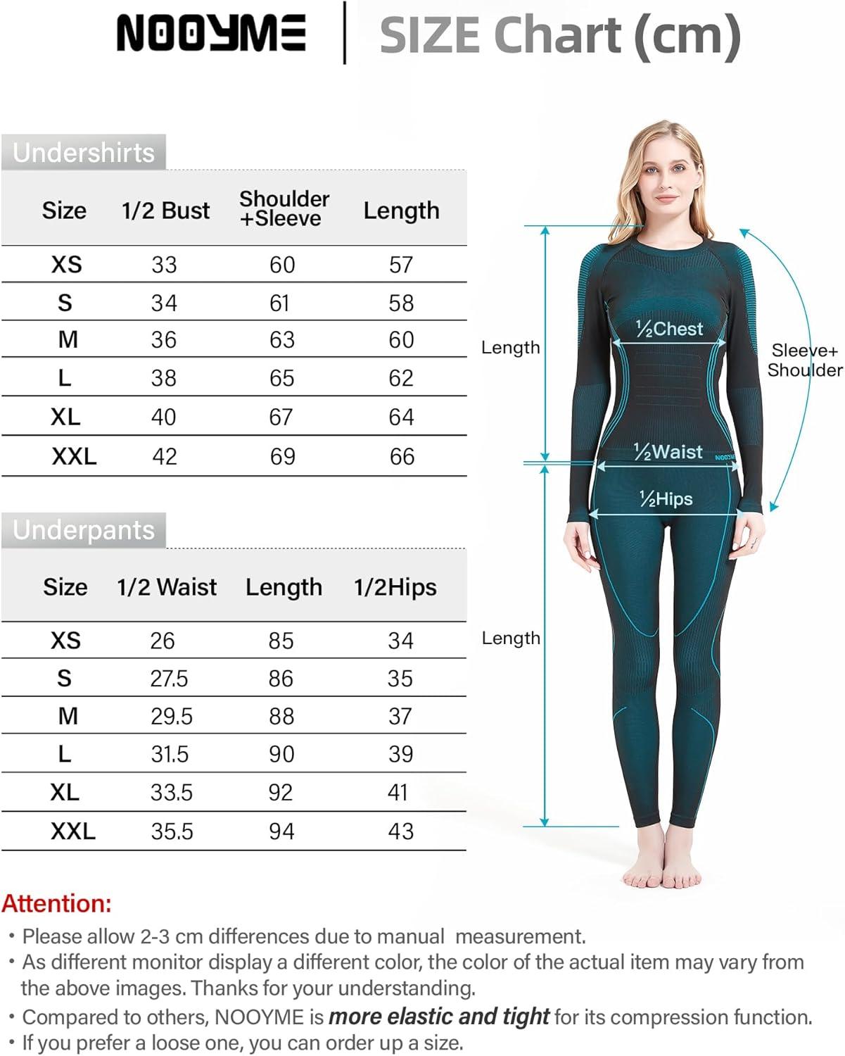 image:imageNOOYME sous Vetement Thermique Femme Fonctionnel Ensemble Ski Femme Antibactriens sous Vetement Chaud Femme Flexible Respirant Ensemble de Ski Femme Tenant Chaud pour Automne HiverNoirbleu