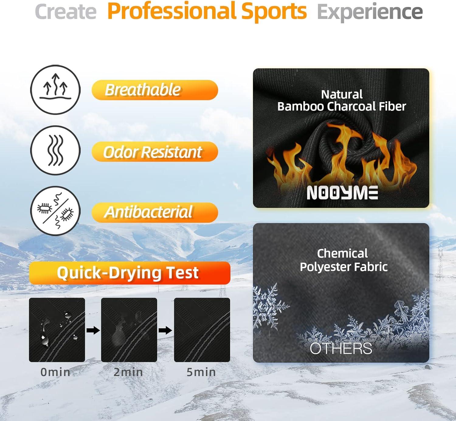 image:imageNOOYME sous Vetement Thermique Femme Fonctionnel Ensemble Ski Femme Antibactriens sous Vetement Chaud Femme Flexible Respirant Ensemble de Ski Femme Tenant Chaud pour Automne HiverNoirbleu