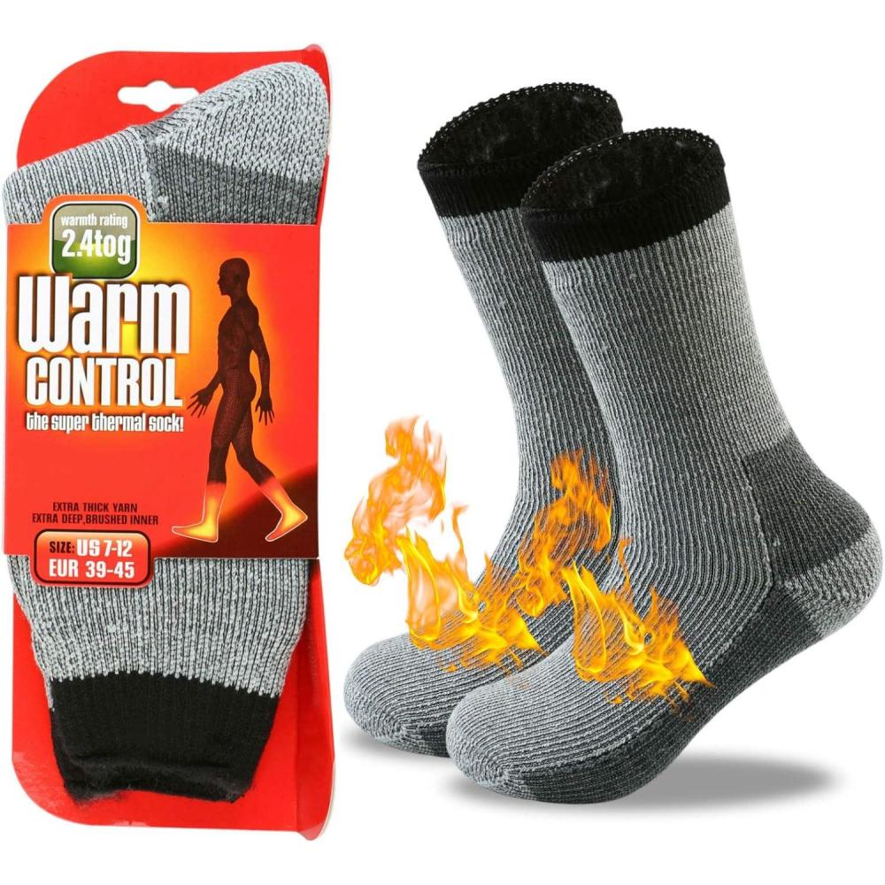 image:imageJARSEEN Hiver Thermiques Chaussettes Chaudes Laine Doubl Chaussettes paisse Neige Chaussettes Cadeau Femme HommeNouveau Gris