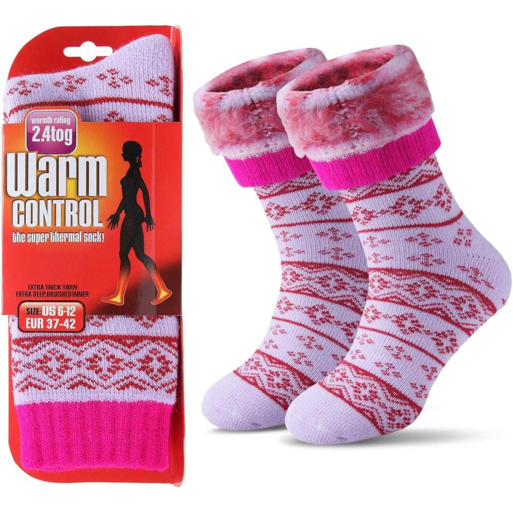 image:imageJARSEEN Hiver Thermiques Chaussettes Chaudes Laine Doubl Chaussettes paisse Neige Chaussettes Cadeau Femme HommeViolet