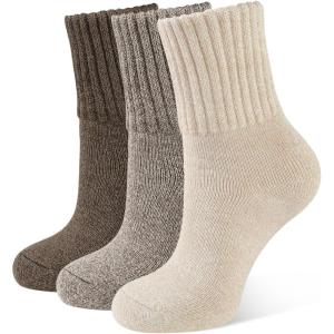 CLOSEMATE 3 Paires Chaussettes Chaudes Femme 35-38 39-42 d&rsquo;Hiver Thermiques en Coton et Acrylique Anti-froid Ultra-Chaud Épaisses Respirantes Multicolores pour Maison Travail Voyage Quotidien(1Marron foncé 1Marron 1Marron clair)