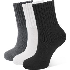 CLOSEMATE 3 Paires Chaussettes Chaudes Femme 35-38 39-42 d&rsquo;Hiver Thermiques en Coton et Acrylique Anti-froid Ultra-Chaud Épaisses Respirantes Multicolores pour Maison Travail Voyage Quotidien(1Noir 1Blanc 1Gris foncé)