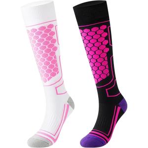 Chaussettes De Ski Thermiques Lot De 2 Pour Homme Et Femme, Chaussettes Chaudes Homme,Chaussette Hiver Femme, Pour Randonnée Cyclisme Sport d&rsquo;Hiver(Purple / White 35-41)