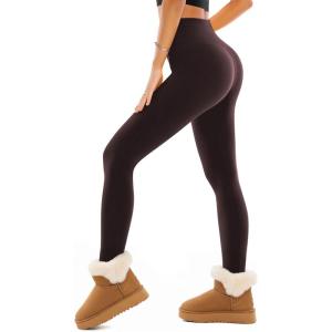 SINOPHANT Legging Polaire Femme Legging Chaud Femme Hiver Thermique Pantalon Taille Haute Élastiques pour Le Sport(Marron)