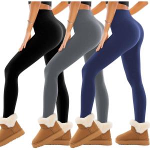 SINOPHANT Legging Polaire Femme Legging Chaud Femme Hiver Thermique Pantalon Taille Haute Élastiques pour Le Sport(Noir/Marine/Gris)
