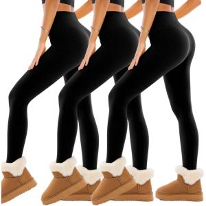 SINOPHANT Legging Polaire Femme Legging Chaud Femme Hiver Thermique Pantalon Taille Haute Élastiques pour Le Sport(Noir/Noir/Noir)