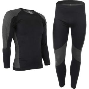ALPIDEX sous vêtement Thermique Homme Tenue Fonctionnel Ensemble Ski Chaud Flexible Respirant Hiver Automne(Noir-gris)