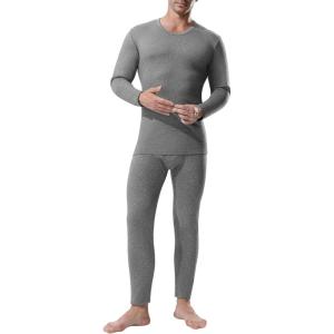 Channo Homme Ensemble de sous-Vêtements Thermiques : Haut à Manches Longues et Pantalon Thermique pour Le Sport en Hiver(Gris  Set)