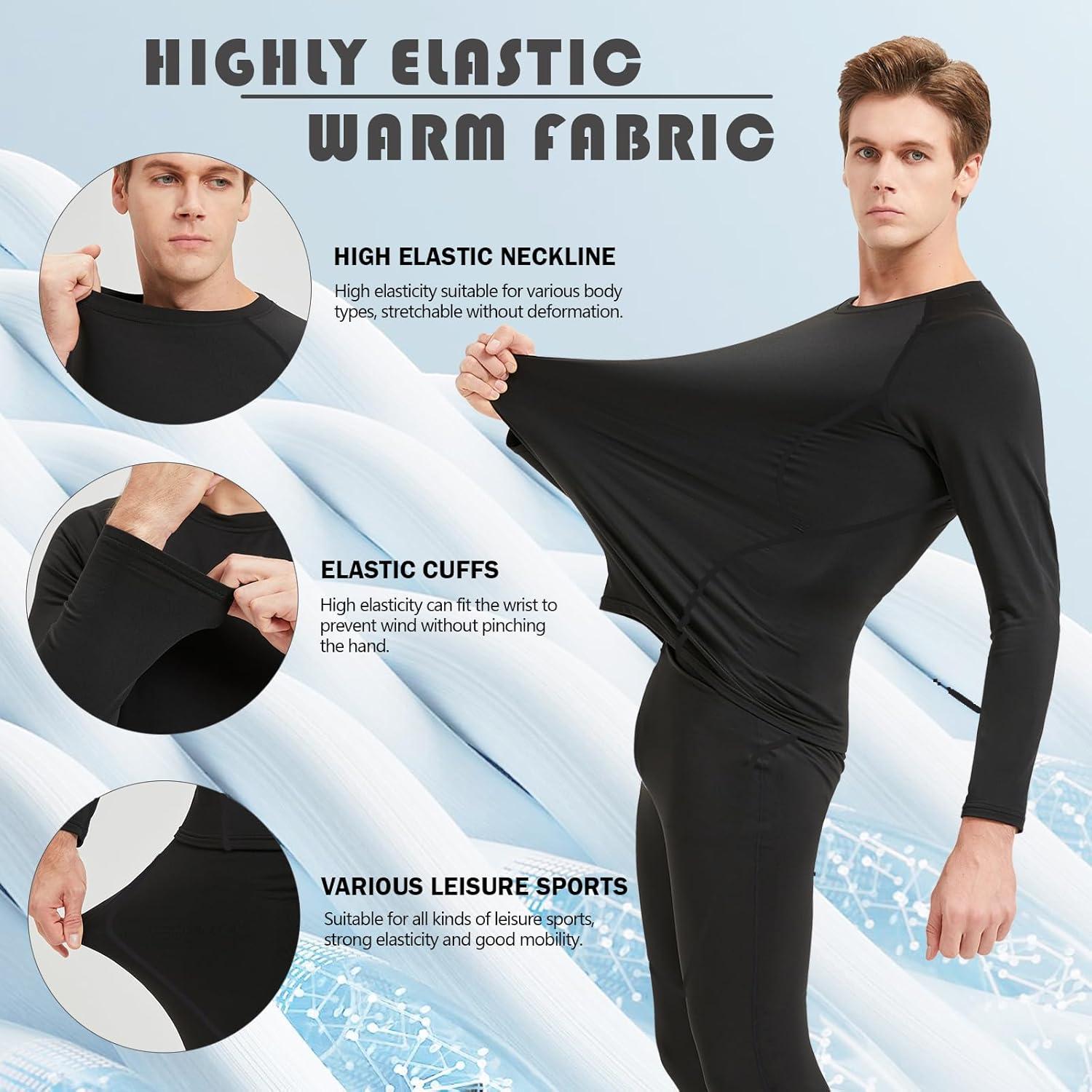 image:imageHomme Ensemble de sous Vetements Thermiques de Compression sousVtement Thermique SXXL22 Noir 01