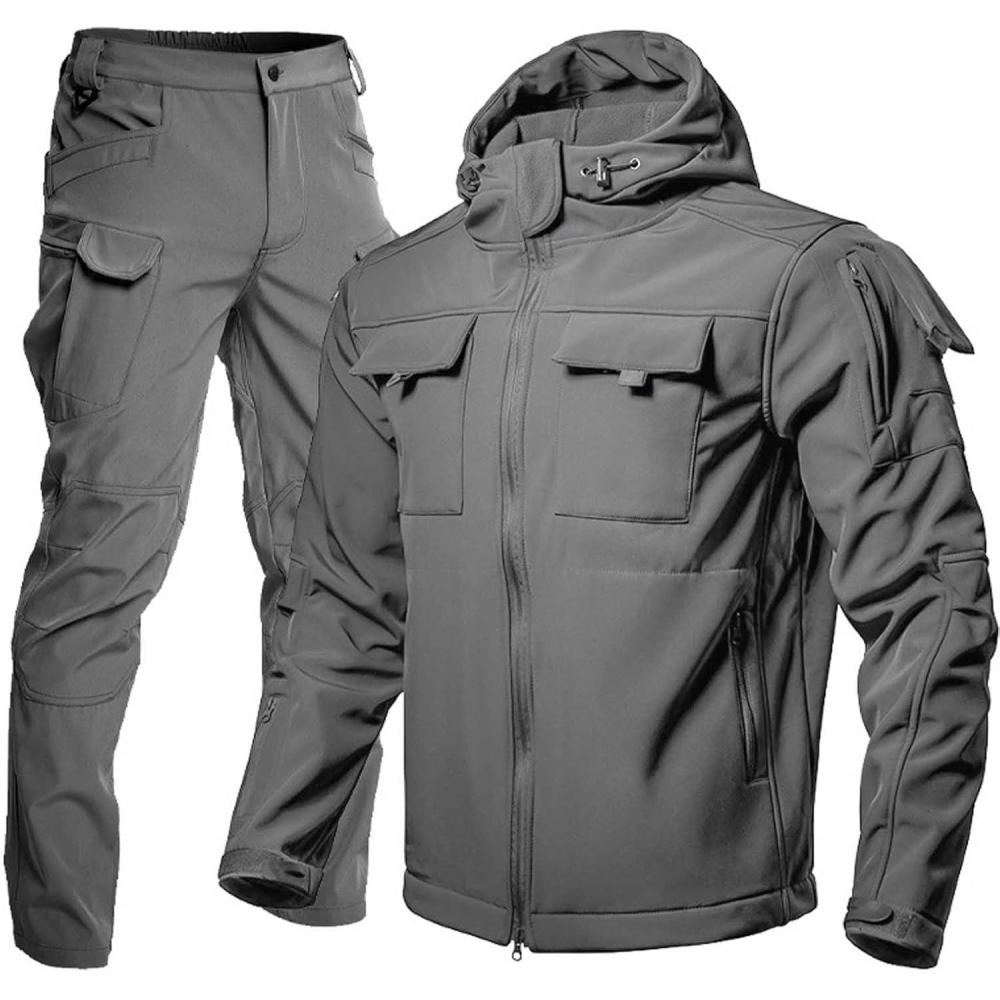 image:imageGenerisch 2025 Combinaison dhiver thermique coupevent pour homme coupe ajuste veste et pantalon pour la randonne lescalade les loisirs lhiverGris