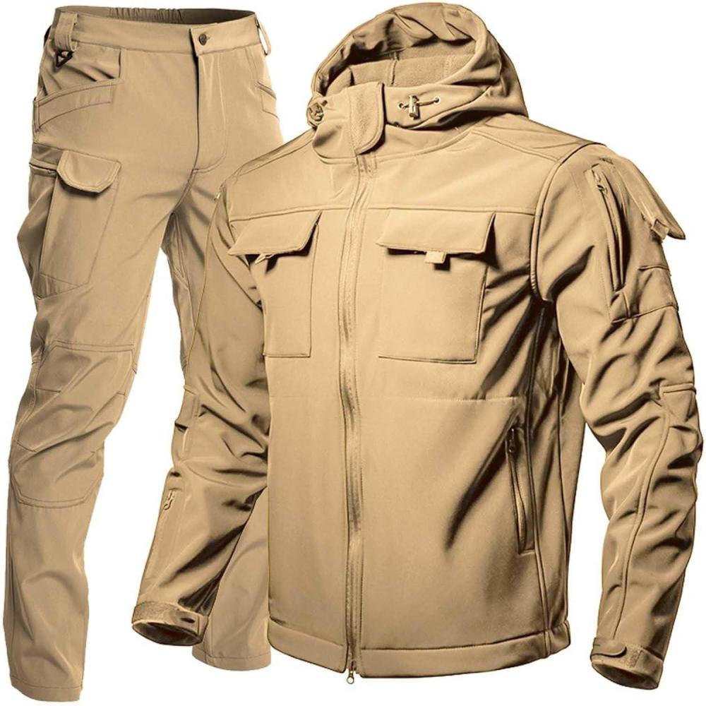 image:imageGenerisch 2025 Combinaison dhiver thermique coupevent pour homme coupe ajuste veste et pantalon pour la randonne lescalade les loisirs lhiverKaki