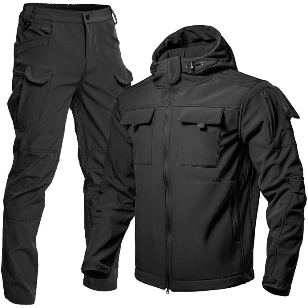 image:imageGenerisch 2025 Combinaison dhiver thermique coupevent pour homme coupe ajuste veste et pantalon pour la randonne lescalade les loisirs lhiverNoir