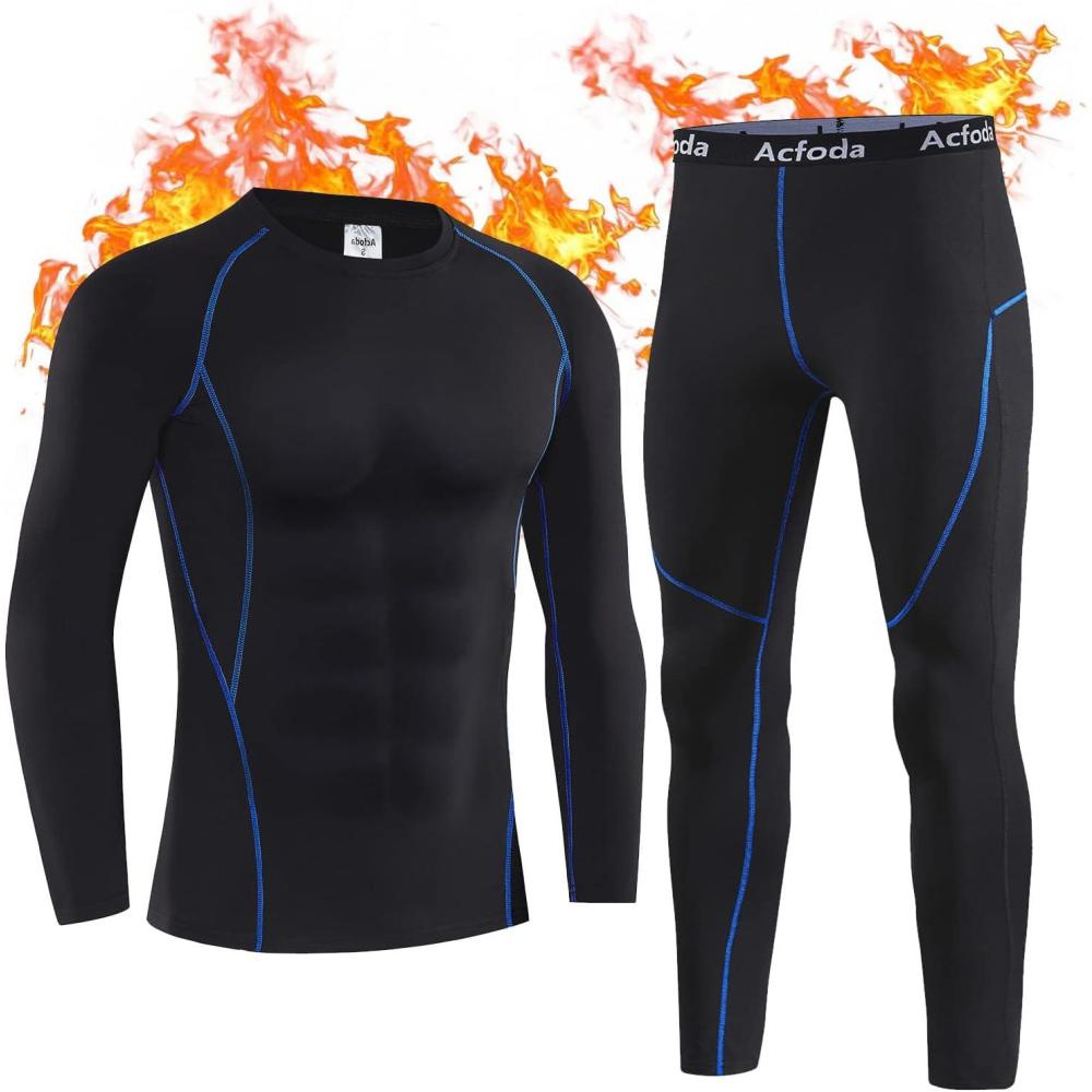 image:imageHomme Ensemble de sous Vetements Thermiques de Compression sousVtement Thermique SXXL22 Noir Bleu