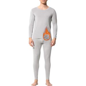 Arjen Kroos Ensemble de sous Vetement Thermique Homme avec Tee Shirt à Manche Longue & Leggings Respirant Ski Maillot & Pantalon Baselayer Chaud Hiver(Gris)
