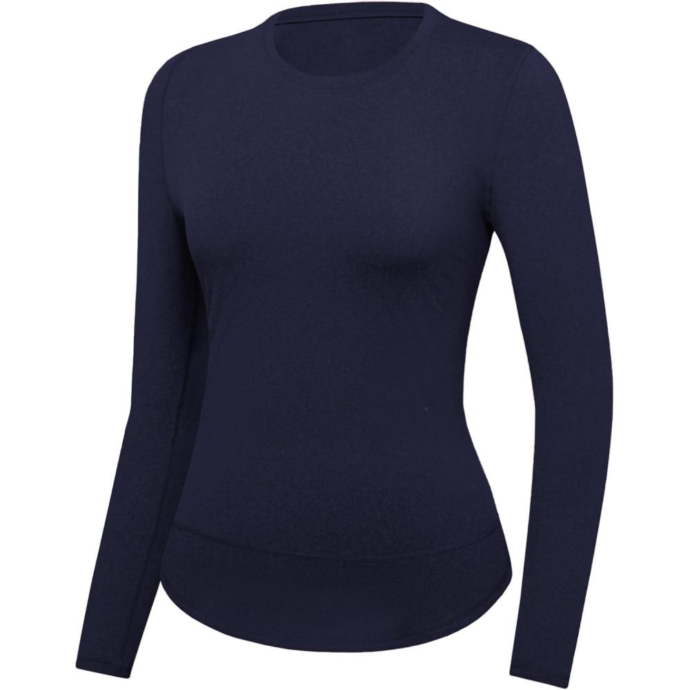 image:imageGyabnw TShirt Thermique Femme Col Rond Chauds sous Vetement Thermique Coton Manches Longues Haut sous Vtements Pull TShirt Hiver AutomneBleu