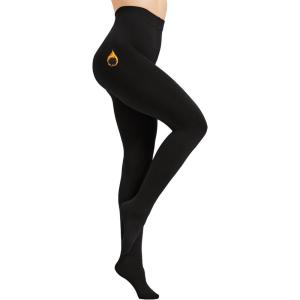 Collant Chaud Thermo pour Femme Hiver – Doublure Polaire Épaisse, Collants Thermique Gainant, Opaque, Élastique et Confortable(Noir)